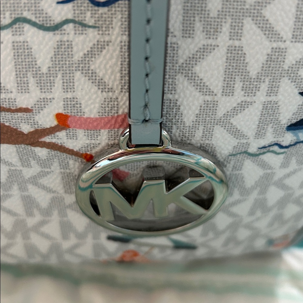 Michael Kors Light Blue MK Signature Beach Print Satchel EUC - Picture 5 of 5
